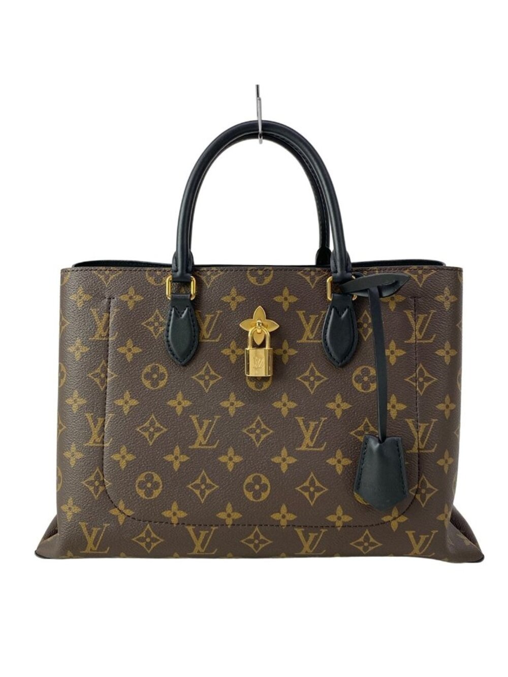 Louis Vuitton Tote Bag Monogram Flower Noir Leather